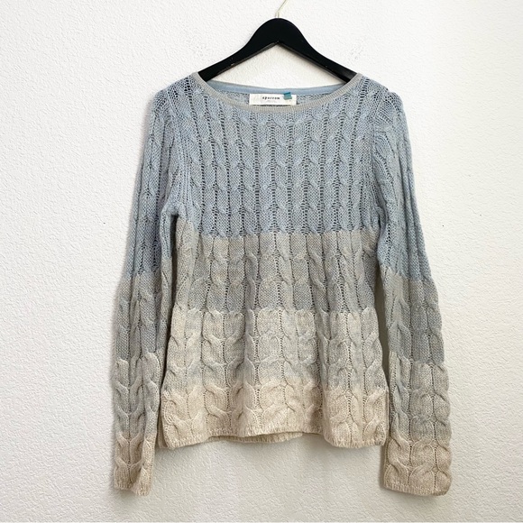Anthropologie Sparrow Ombre Cable Knit Wool Blend Sweater Size M - Picture 6 of 13